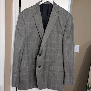 Mens Michael Kors Gray Blue Plaid Sports Blazer Jacket 46L NEW